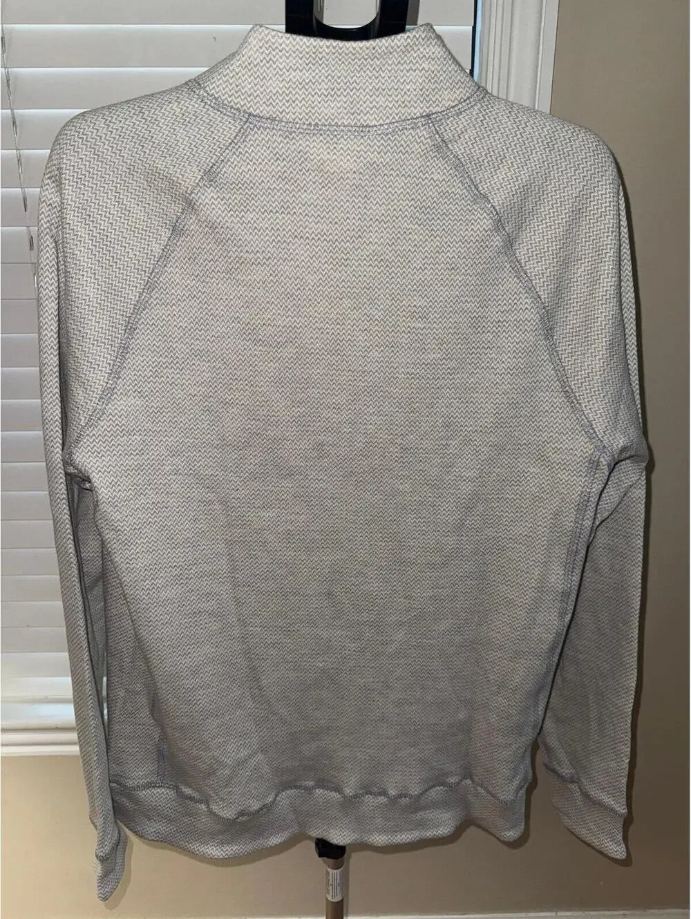 American Giant Reversible Quarter Zip Pullover Men’s Medium Gray Chevron Made US